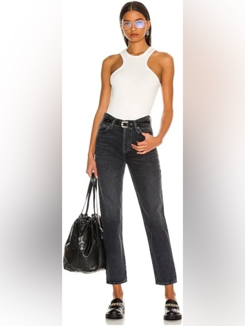 Agolde fen tapered black jeans 28